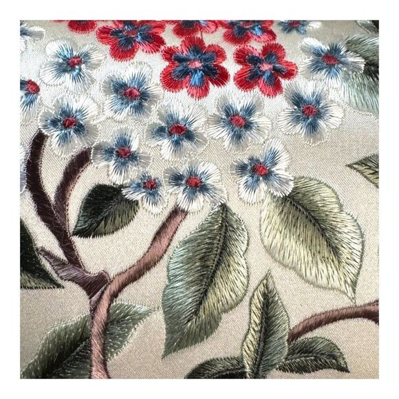 Traska Silk Floral Embroidered Clutch Purse Gold Chain Strap Satin Finish VTG - Picture 12 of 14